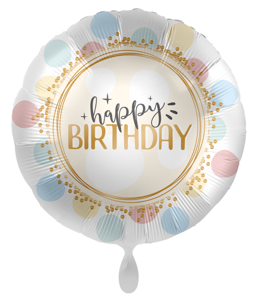 Folienballon - Happy Birthday, rainbow dots - ø 43cm